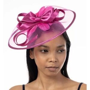 Fuchsia Satin Bow Fascinator Hat